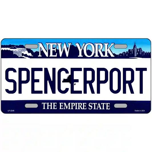 Spencerport New York Blue Metal Sign