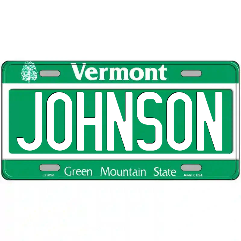 Johnson Vermont Metal Sign
