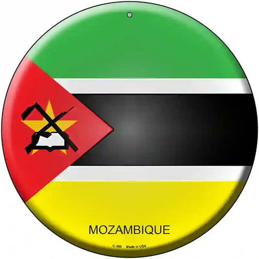 Mazambique Flag 12" Circle Metal Sign