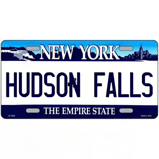 Hudson Falls New York Blue Metal Sign