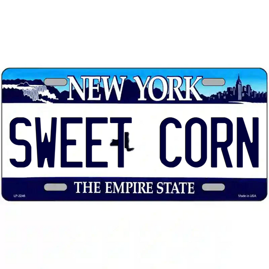 Sweet Corn New York Blue Metal Sign