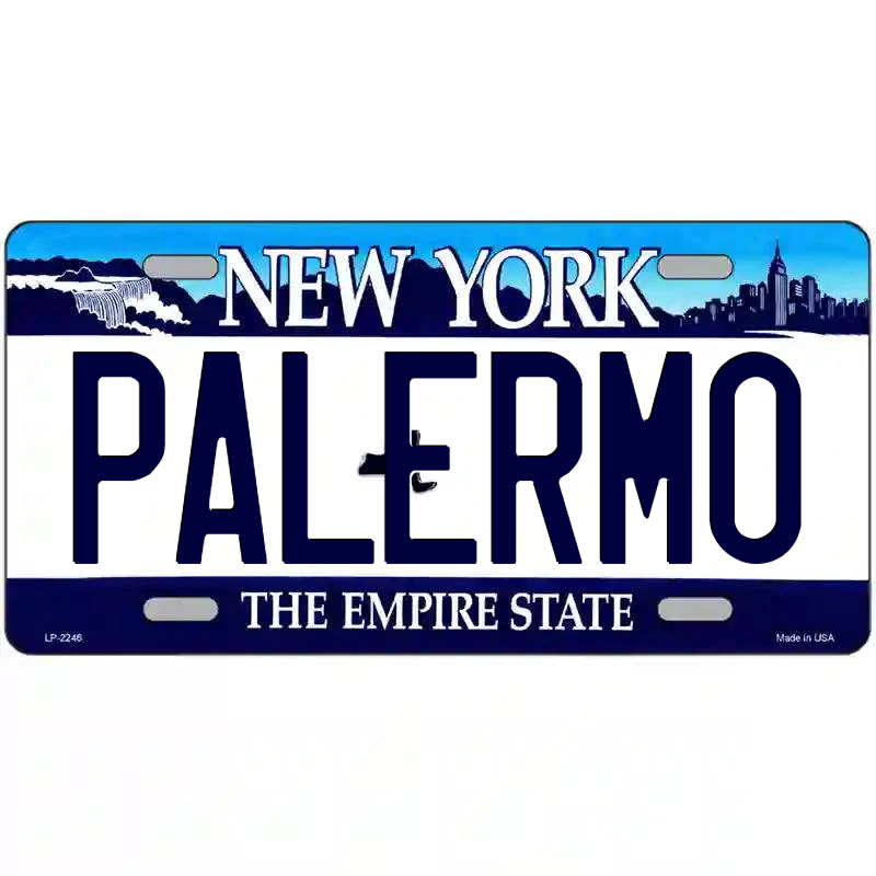 Palermo New York Blue Metal Sign
