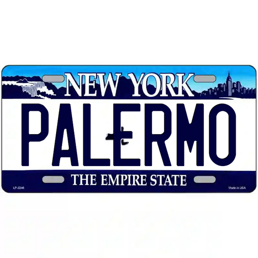 Palermo New York Blue Metal Sign