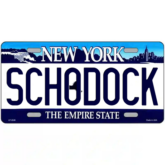 Schodock New York Blue Metal Sign
