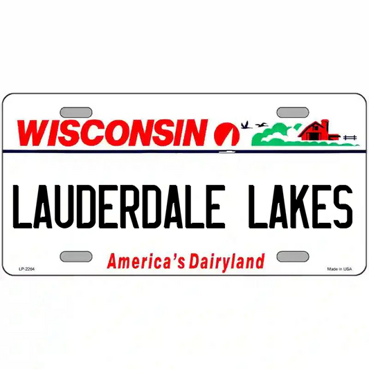Lauderdale Lakes Wisconsin Metal Sign