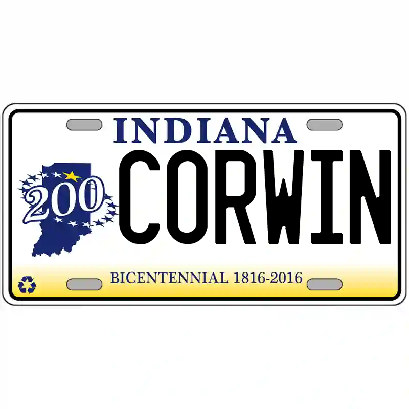 Corwin Indiana Bicentennial Metal Sign