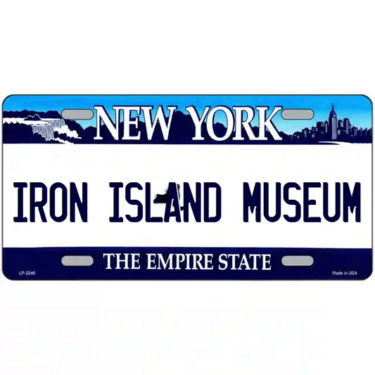 Iron Island Museum New York Blue Metal Sign