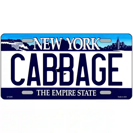 Cabbage New York Blue Metal Sign