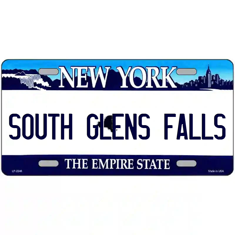 South Glens Falls New York Blue Metal Sign