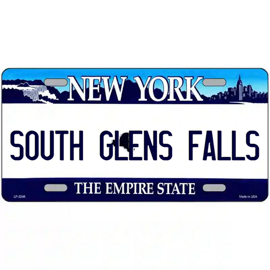 South Glens Falls New York Blue Metal Sign