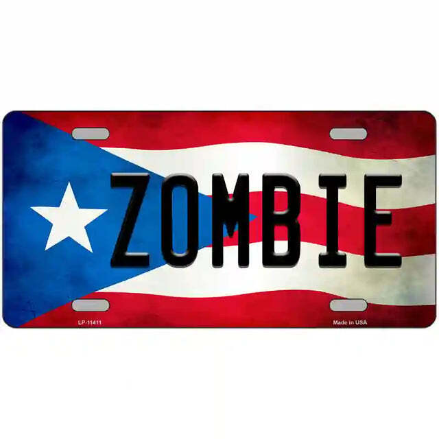 Zombie Puerto Rico Flag Metal Sign