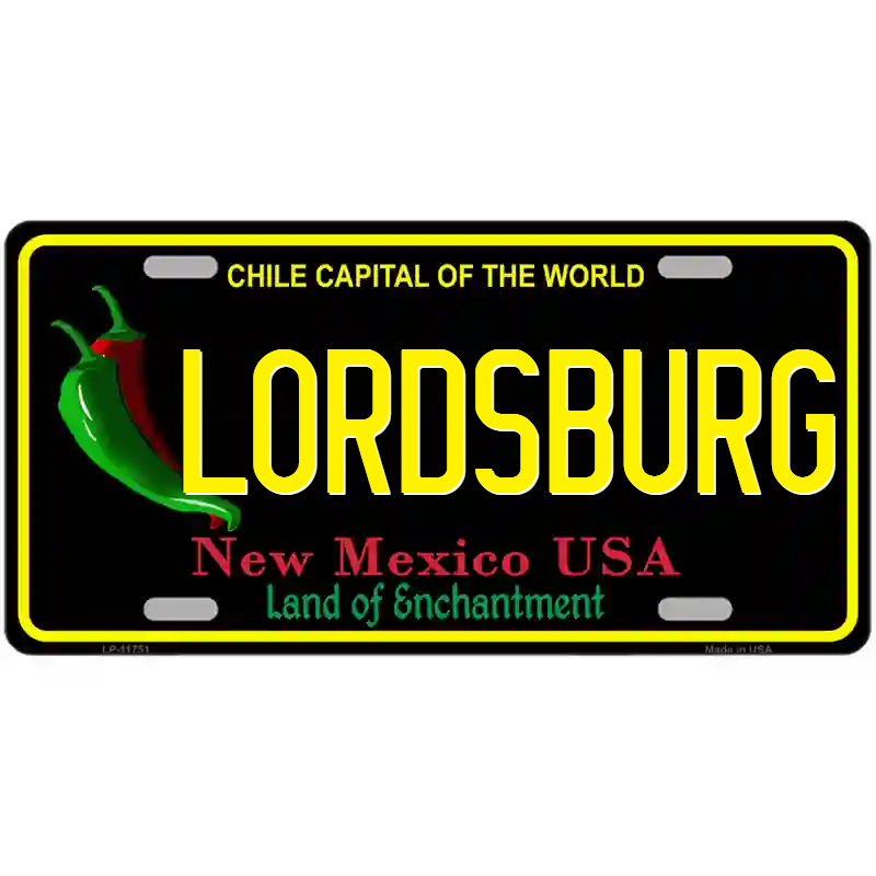Lordsburg New Mexico Black Metal Sign
