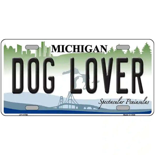 Dog Lover Michigan Metal Sign