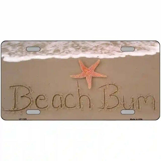 Beach Bum Written in Sand Metal Sign