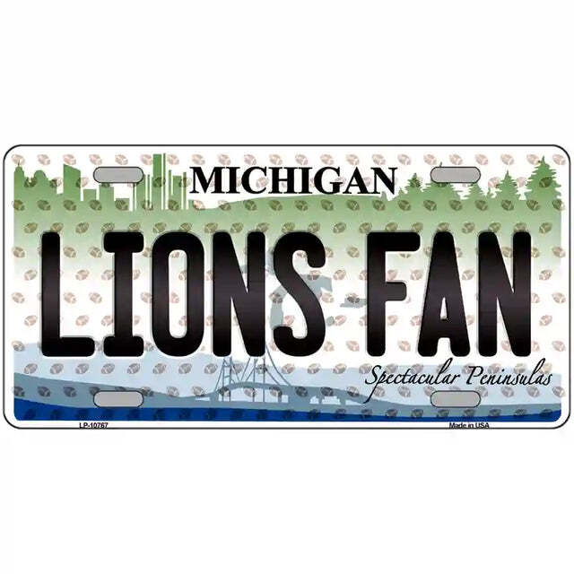 Lions Fan Michigan Metal Sign