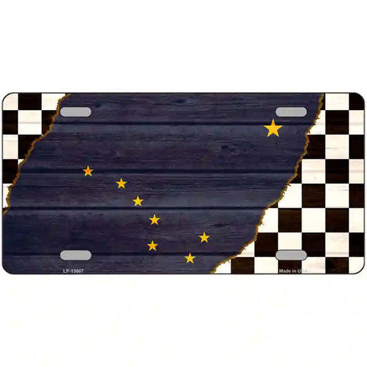 Alaska Racing Flag Metal Sign