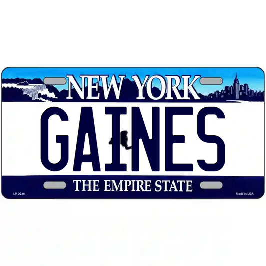 Gaines New York Blue Metal Sign