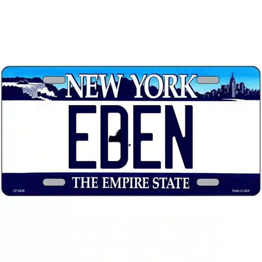 Eden New York Blue Metal Sign
