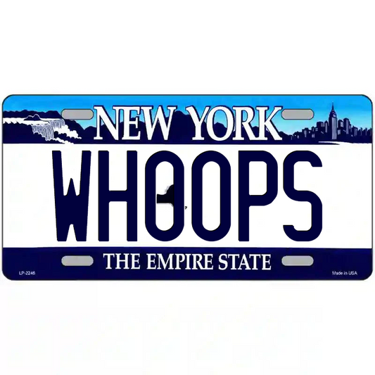 Whoops New York Blue Metal Sign