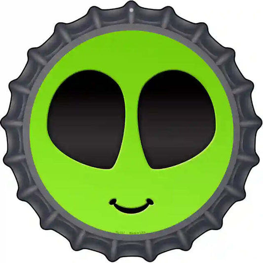 Alien Smile Face Bottle Cap Metal Sign