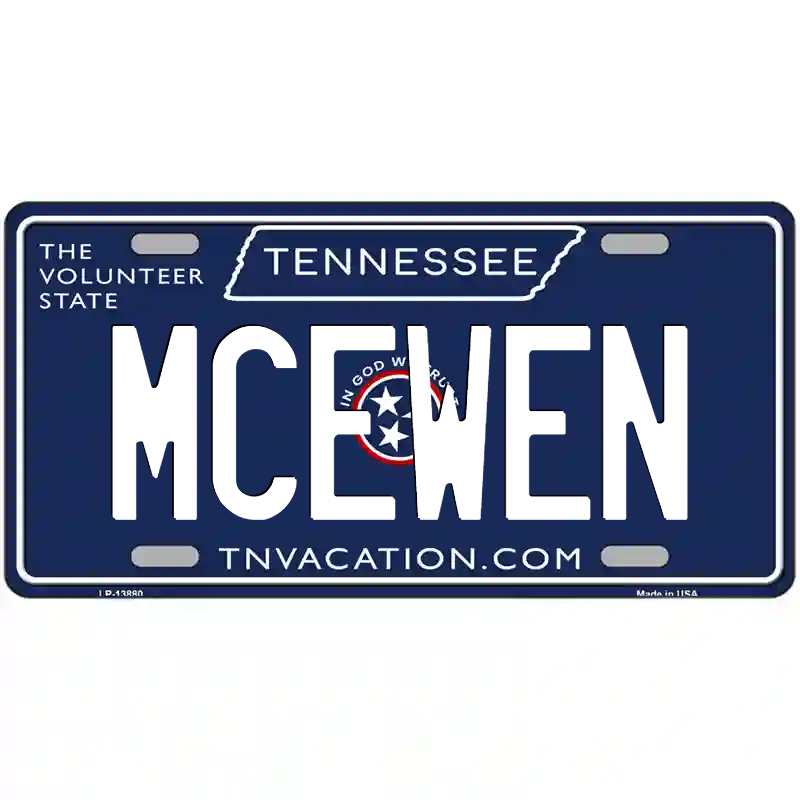 McEwen Tennessee Blue Metal Sign