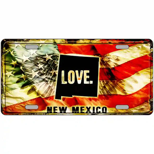New Mexico Love American Flag Metal Sign