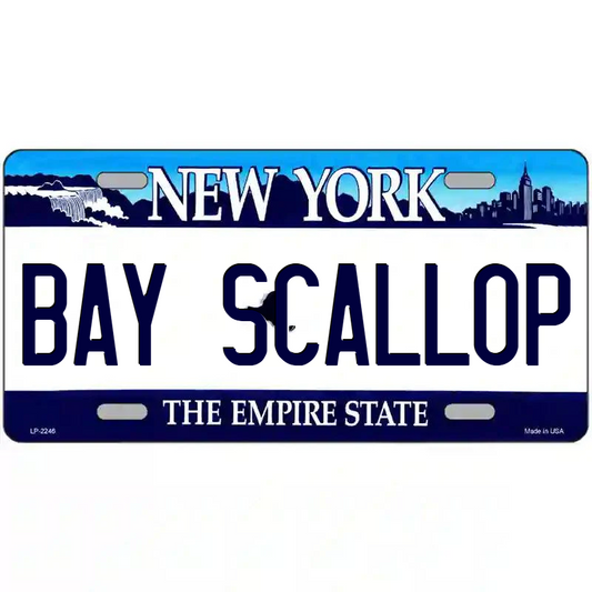Bay Scallop New York Blue Metal Sign