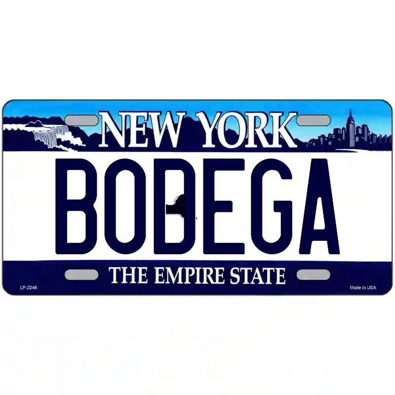 Bodega New York Blue Metal Sign