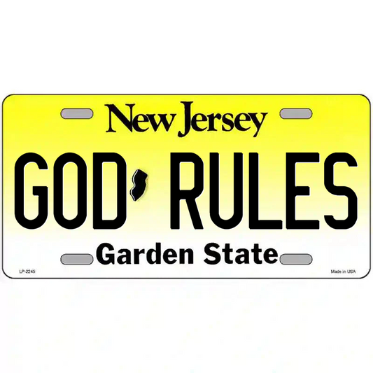 God Rules New Jersey Metal Sign