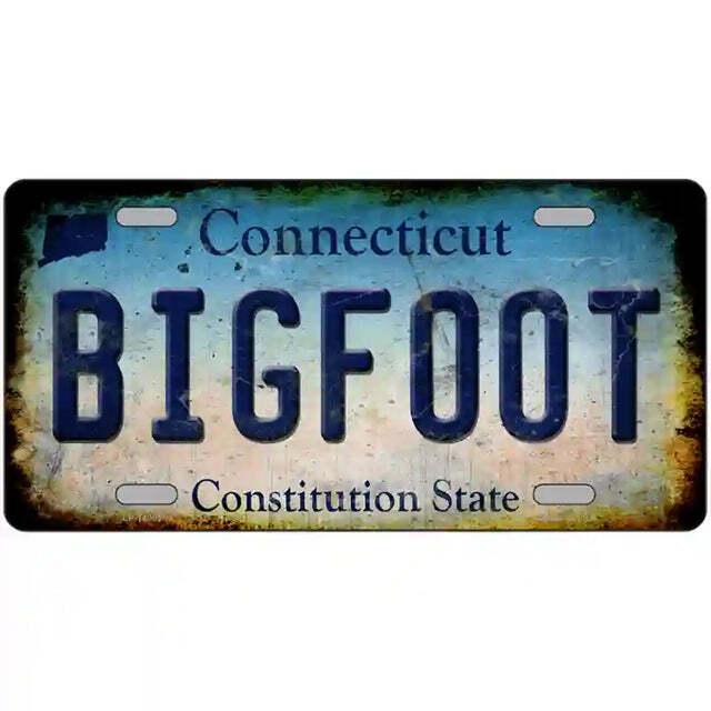 Connecticut Rusty Look Bigfoot Metal Sign