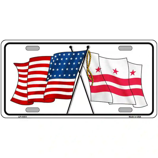 Washington DC Crossed US Flag metal sign