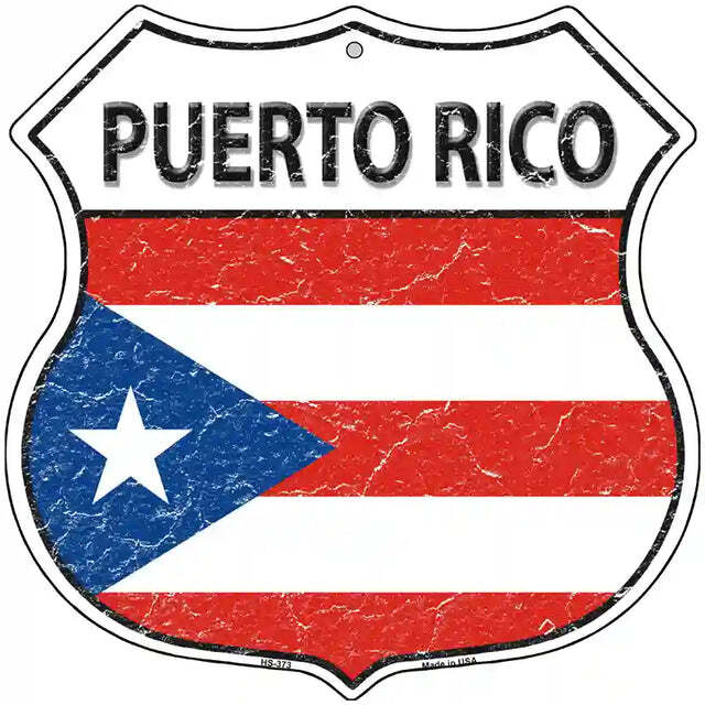 Puerto Rico Flag Highway Shield Metal Sign