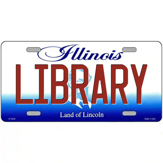 Library Illinois Metal Sign