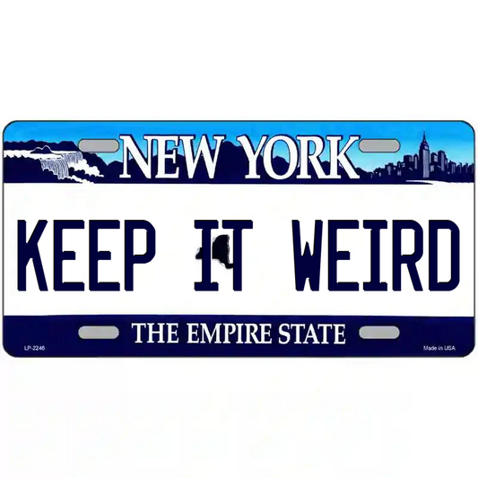 Keep It Weird New York Blue Metal Sign