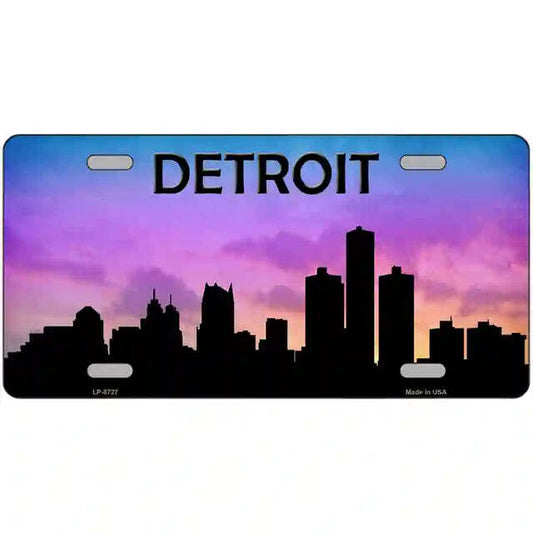 Detroit Michigan City Silhouette Metal Sign