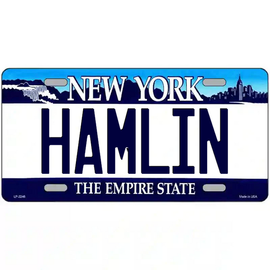 Hamlin New York Blue Metal Sign