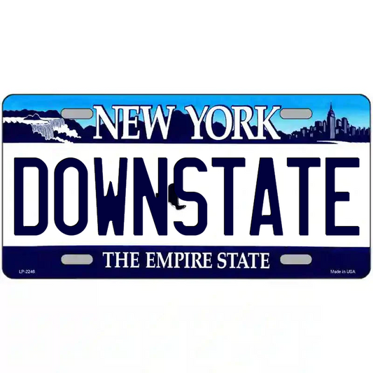 Downstate New York Blue Metal Sign