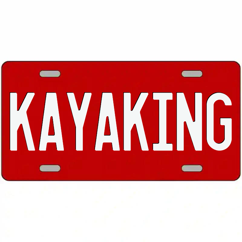 Kayaking White and Red Metal Sign