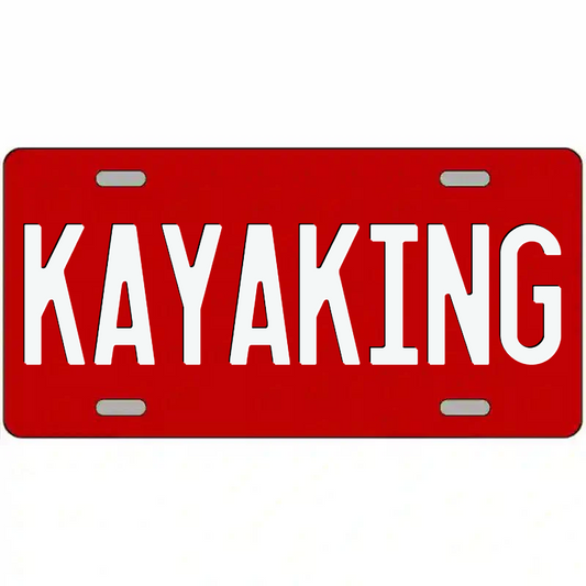 Kayaking White and Red Metal Sign