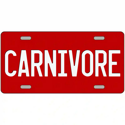 Carnivore White on Red Metal Sign