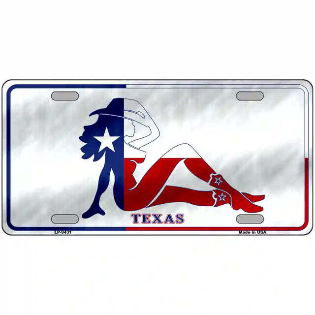 Texas Flag Girl Metal Sign