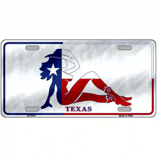Texas Flag Girl Metal Sign