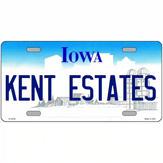 Kent Estates Iowa Metal Sign