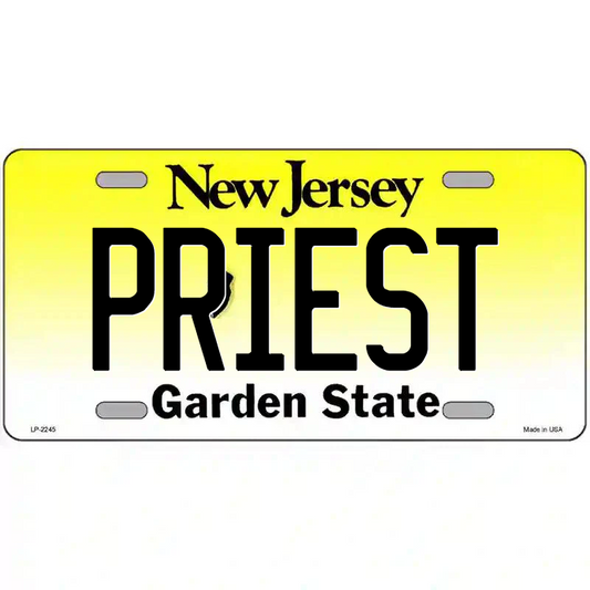 Priest New Jersey Metal Sign