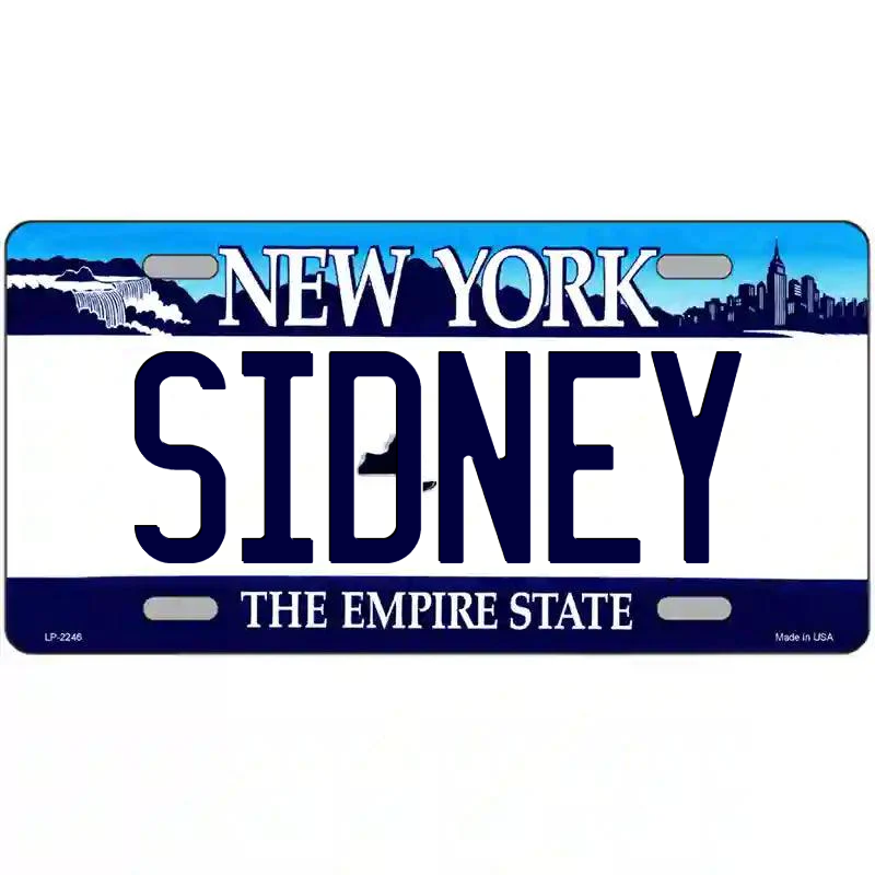 Sidney New York Blue Metal Sign