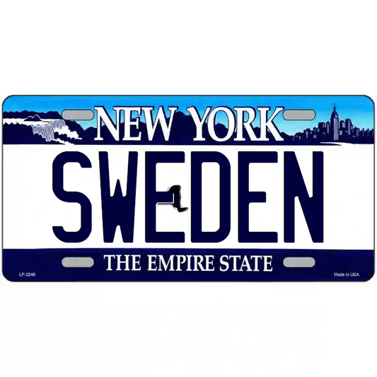 Sweden New York Blue Metal Sign