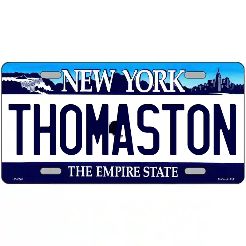 Thomaston New York Blue Metal Sign