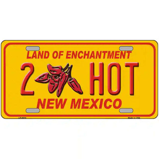 2 Hot Red Chilis New Mexico Yellow Metal Sign