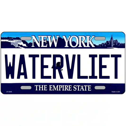 Watervliet New York Blue Metal Sign