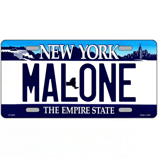 Malone New York Blue Metal Sign